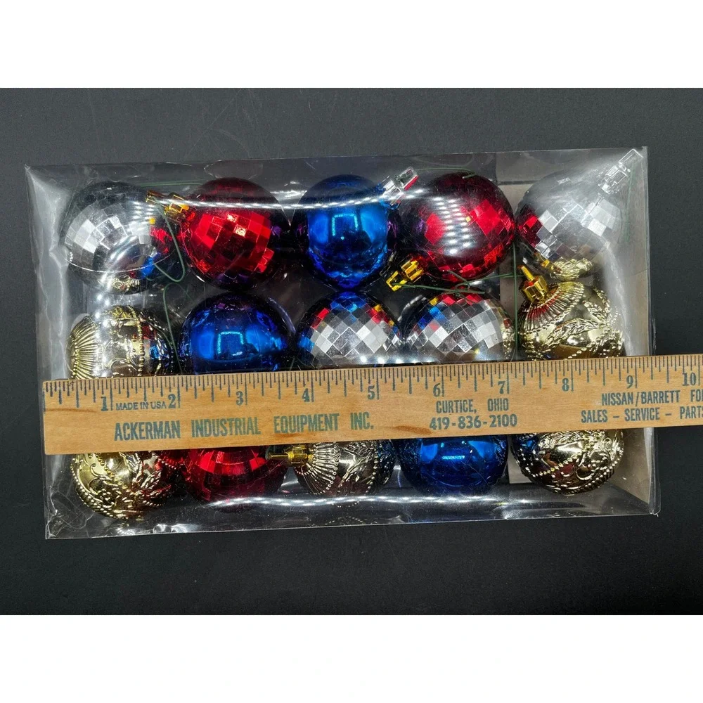 Christmas House 60ct Ball Ornaments Red Blue Silver Gold Disco Faceted 4 Packs
